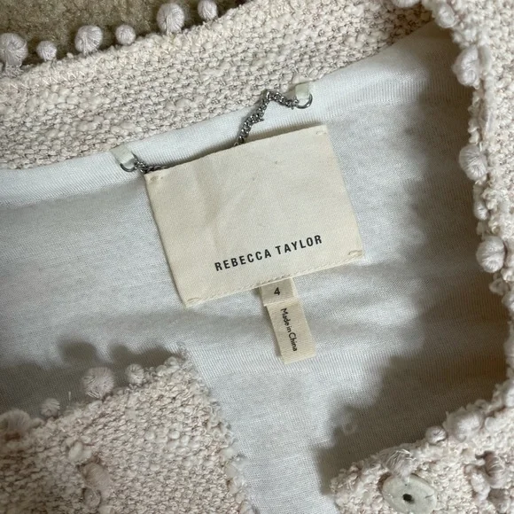 Rebecca Taylor Boucle pale pink jacket Size 4 - Picture 3 of 7